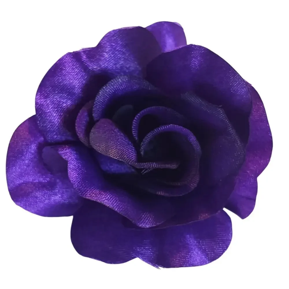 100 Purple Satin Rose Heads Stemless Wedding Floral Craft DIY Wreath 2.5in